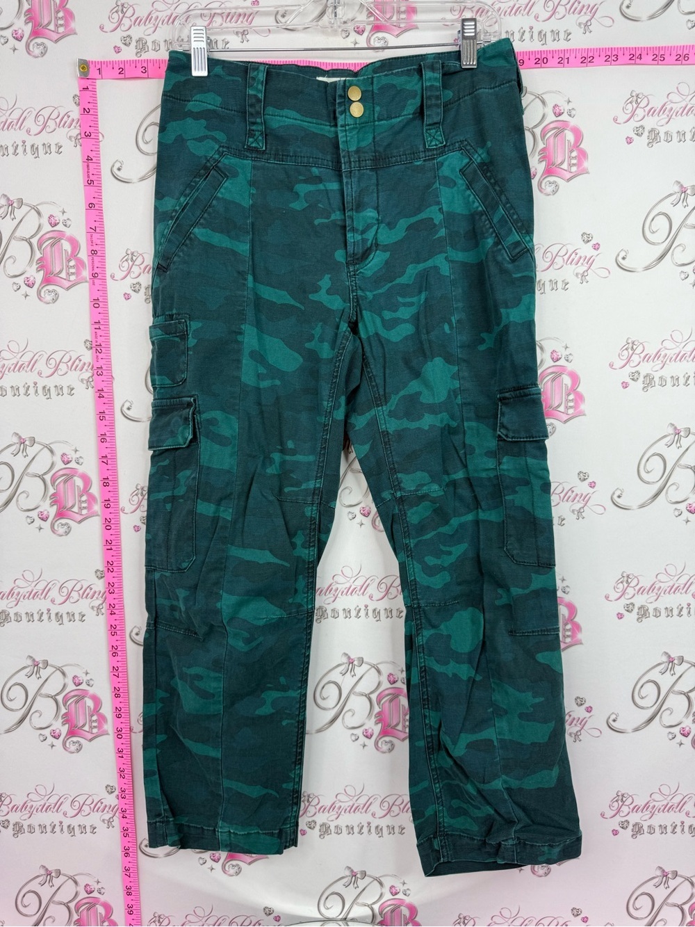 Anthropologie pants cargo pockets blue Green Camouflage Cargo Pants camo